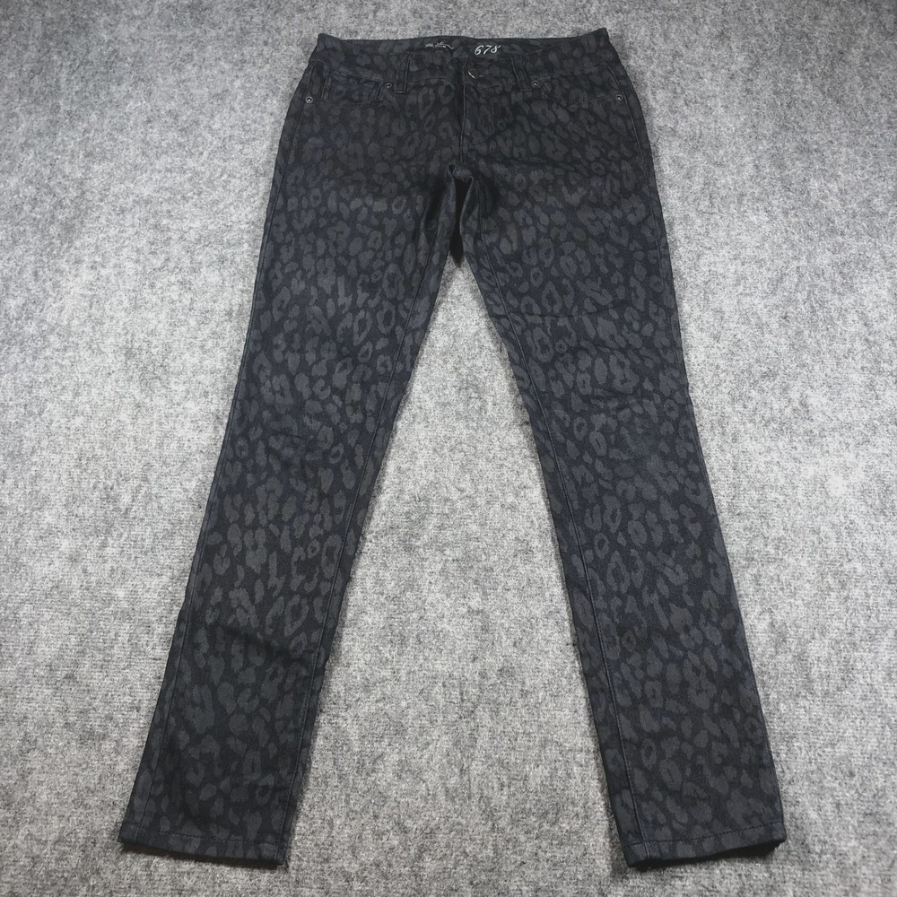 The Limited Jeans Womens 0 Blue Gray Leopard Print Denim 678 Skinny Stretch